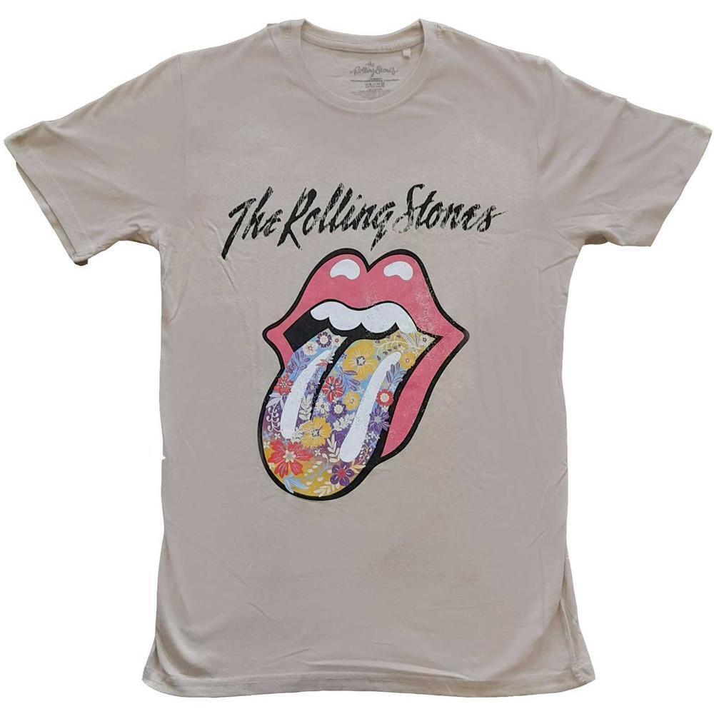 The Rolling Stones Unisex T Shirt Flowers Tongue